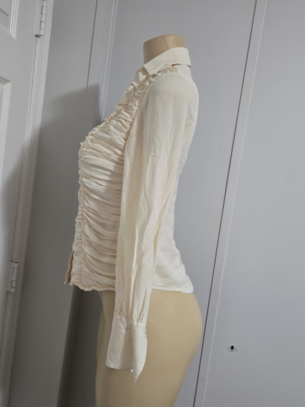 Talbots Cream Ruffled Button-Down Blouse - Picture 4 of 10